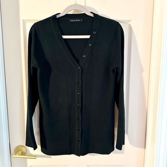 Black Carol rose button up sweater - Picture 1 of 6